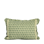 green lumbar pillow with pattern