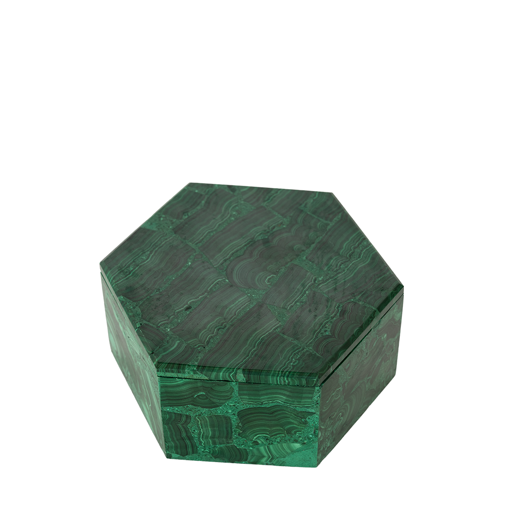 Vintage Hexagonal Malachite Box