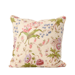 Floral-patterned pillow on a white background