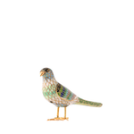 Decorative bird figurine with intricate patterns on a white background