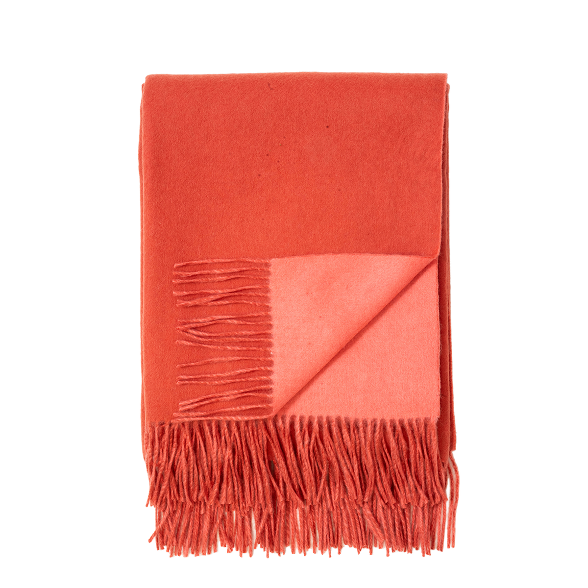 Reversible Cashmere & Wool Throw, Cinnamon and Coral