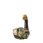 Decorative goose-shaped box with colorful patterns on a white background