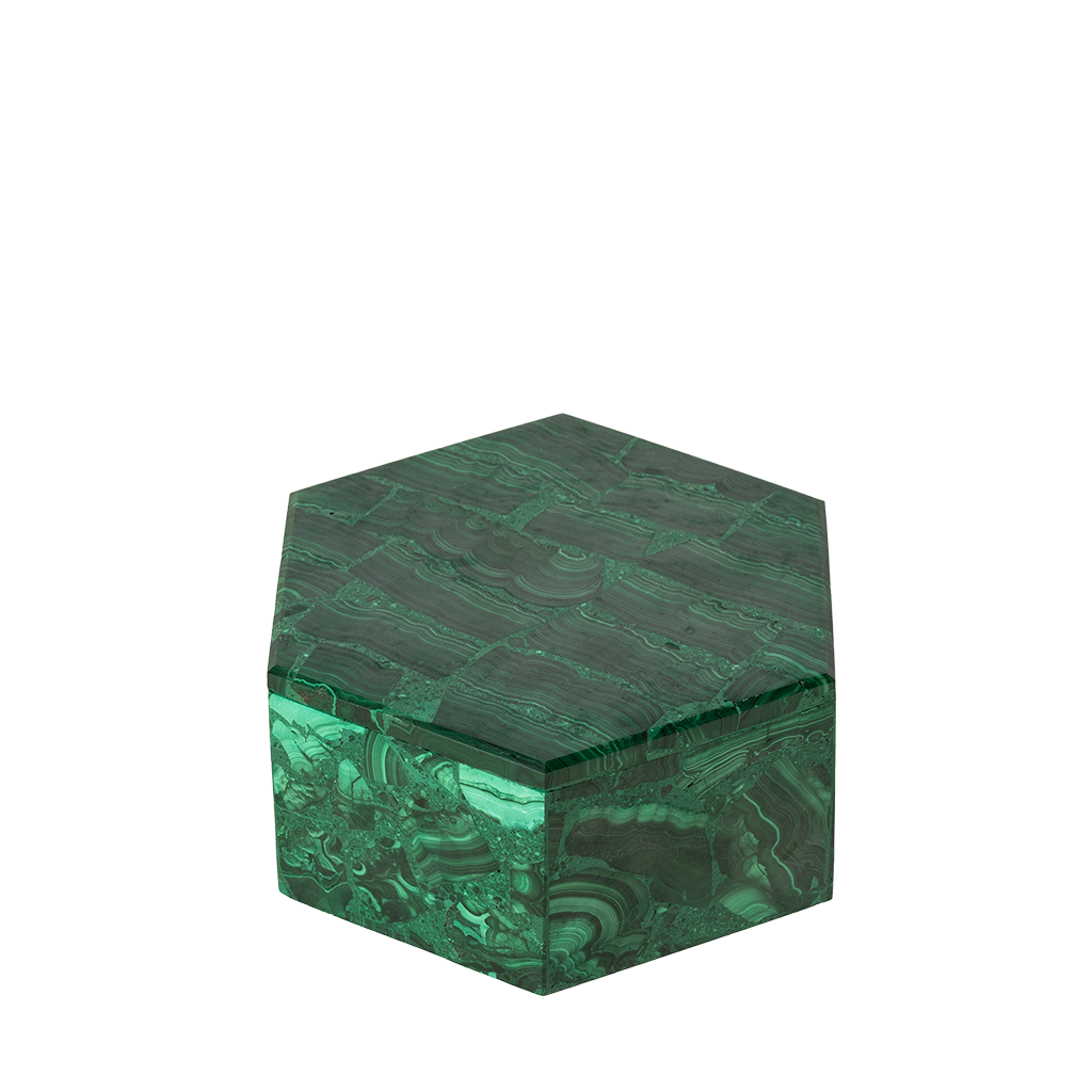 Vintage Hexagonal Malachite Box