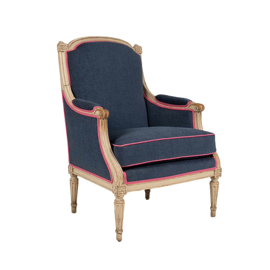 French Louis XVI Jansen Style Bergere, Arm / Accent Chair, Velvet