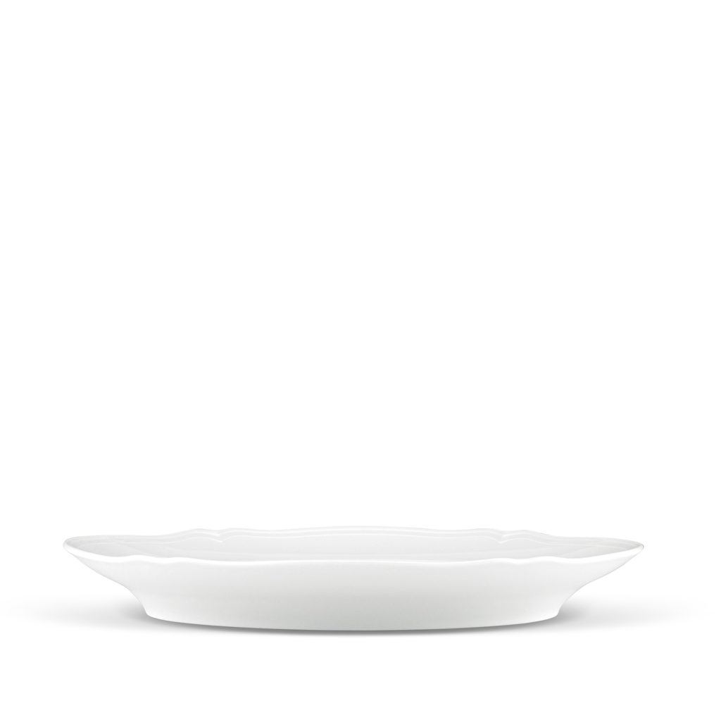 white oval platter side angle