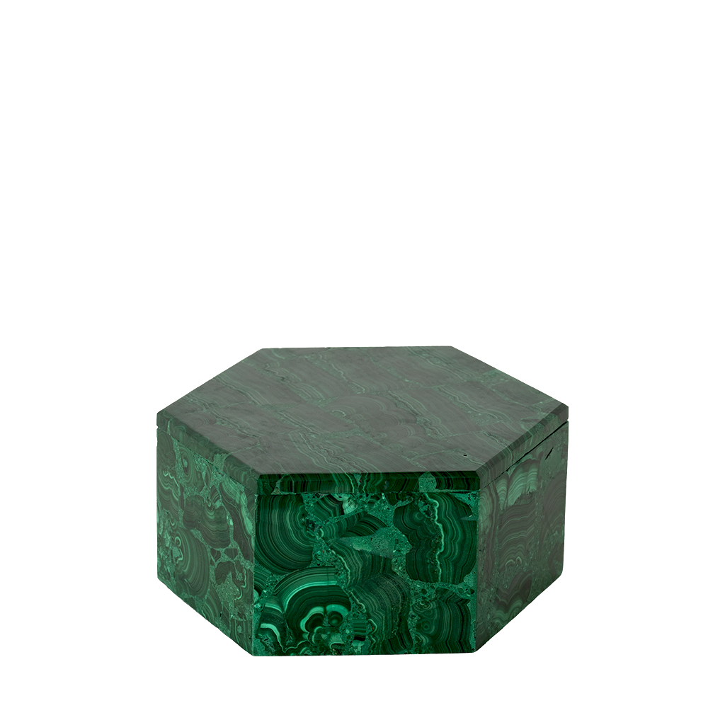 Vintage Hexagonal Malachite Box