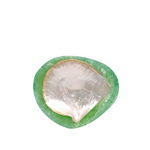 small green caviar dish with insert