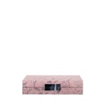 Pink jewelry box with floral pattern on a white background