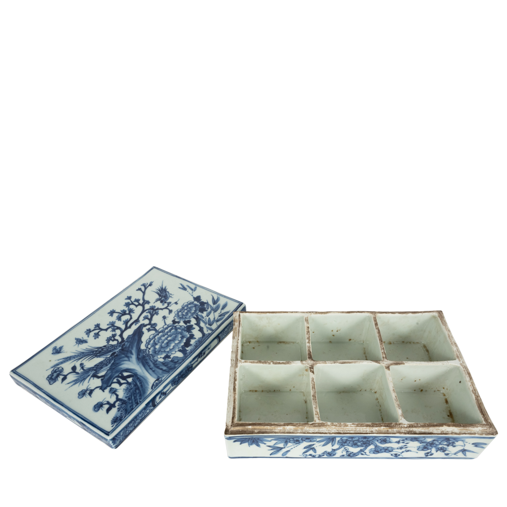 Floral Tissue Box - Ceramic - Blue And White - ApolloBox