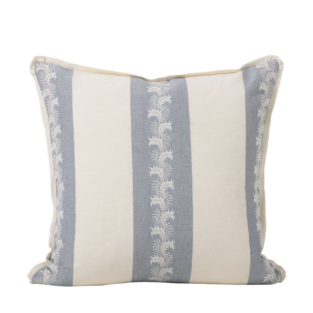 Embroidered Trellis Pillow – Blue Print