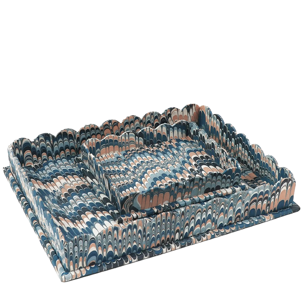 Marbled patterned tray on a white background