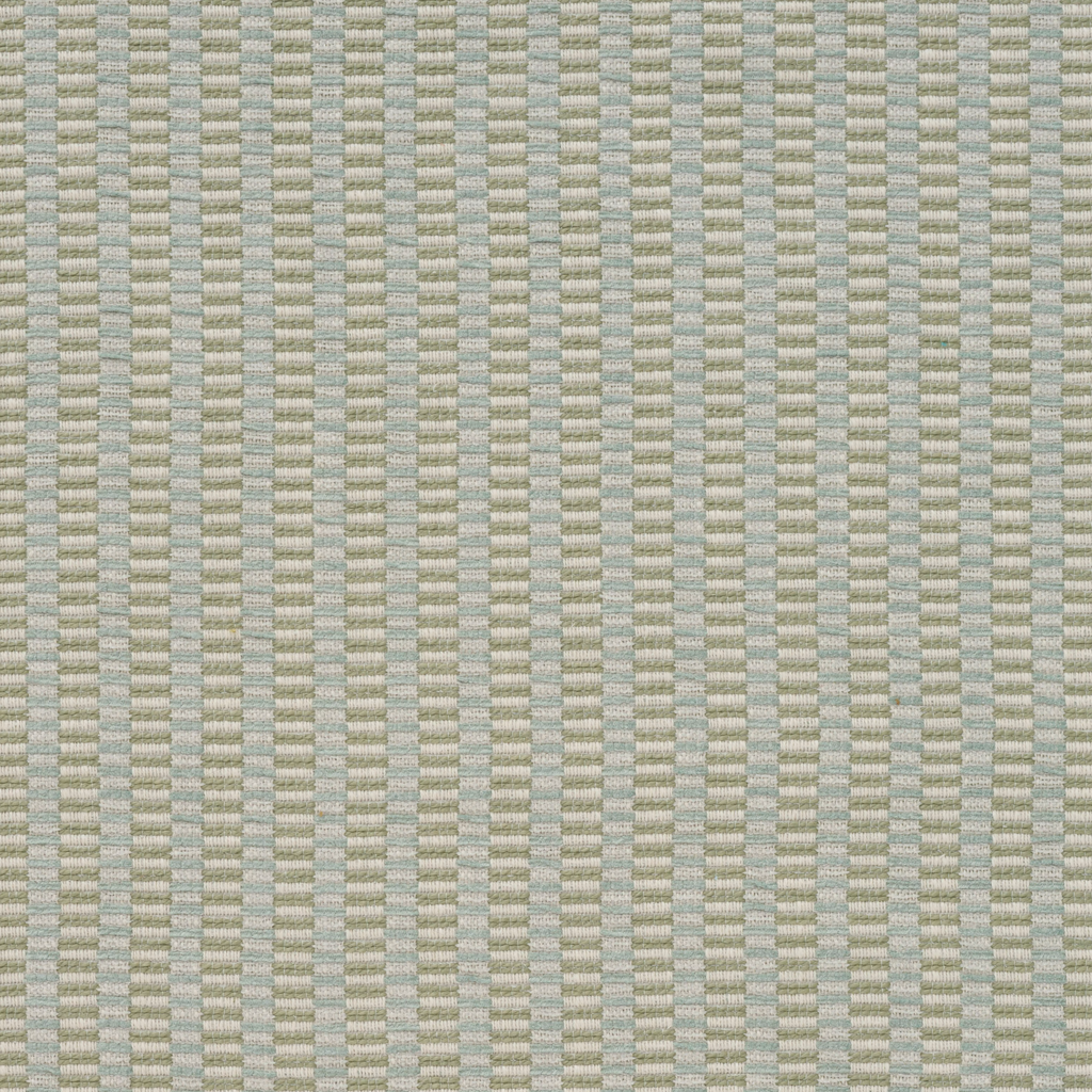 A close-up of a woven fabric texture with a repeating vertical stripe pattern in light beige and muted gray-green.