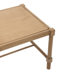 Hank Cocktail Table Ottoman shown with the smooth wood surface facing upward. The natural wood top coordinates with the frame for a warm, streamlined cocktail table look.