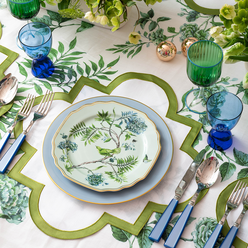 Dessert plate made with delicate accuracy from sophisticated porcelain decorated with gold on a place setting