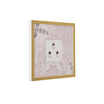 Gold picture frame with floral design on a white background