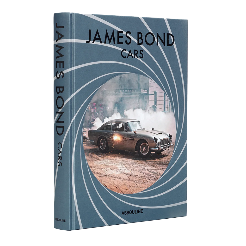 Book titled 'James Bond Cars' by Assouline with a car on the cover