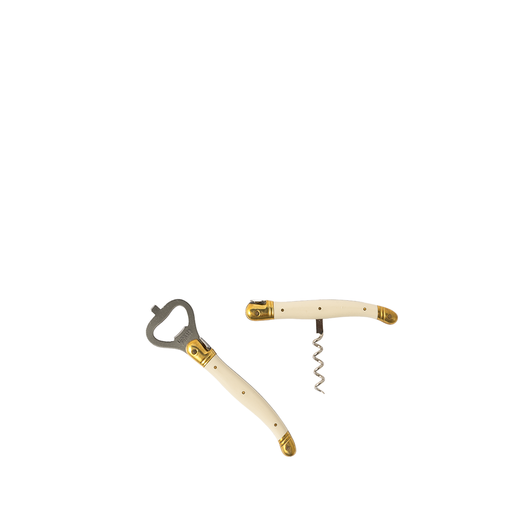 Wine opener with gold accents on a white background
