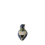 Decorative cloisonné bird figurine on a white background