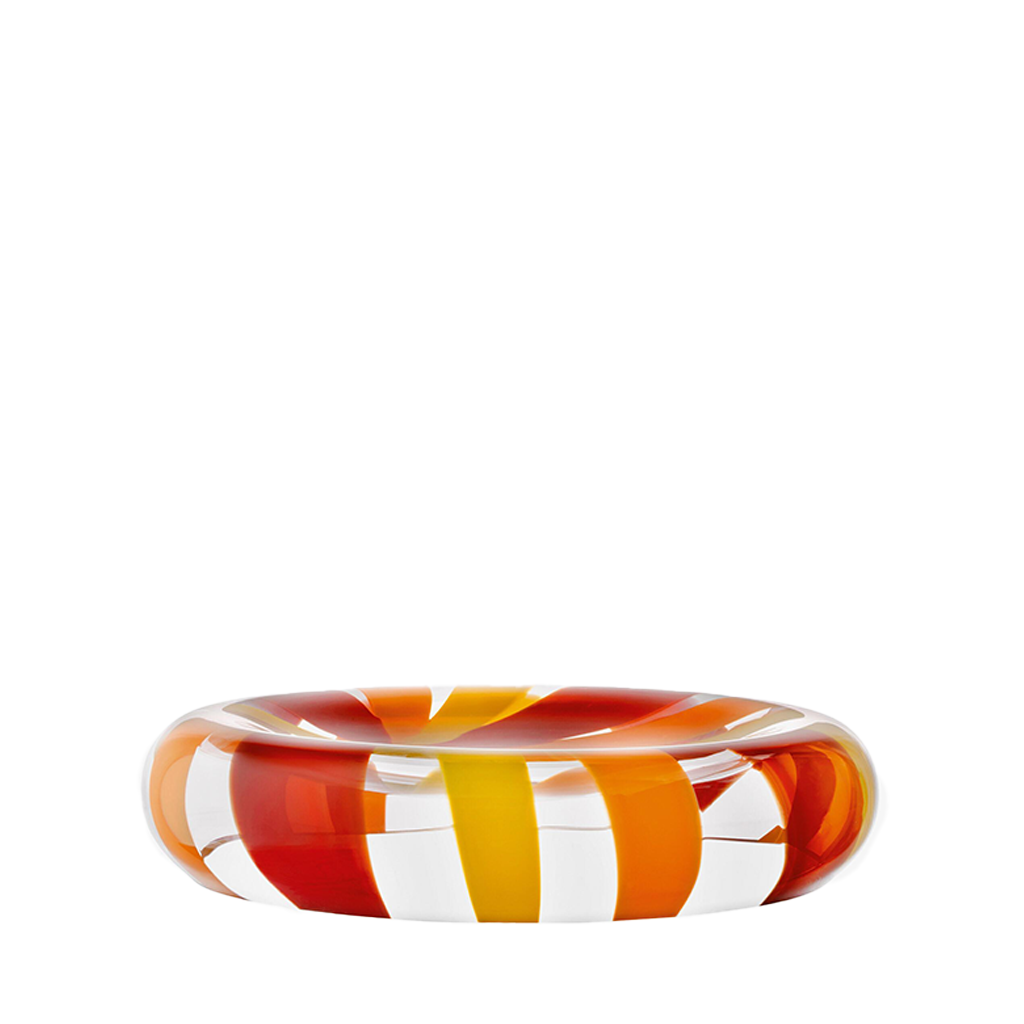 Colorful striped bowl on a white background