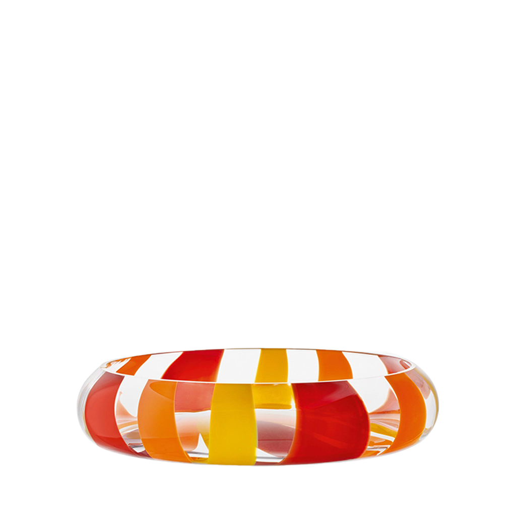 Colorful striped bowl on a white background