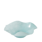 Blue glass wavy bowl