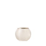 A small round frosted glass match holder or vase with a textured surface and a polished metallic rim, shown against a plain white background.