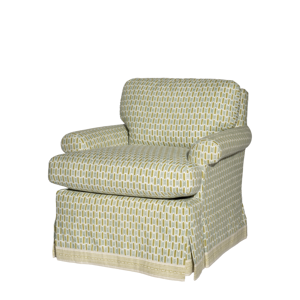 Patterned armchair on a white background
