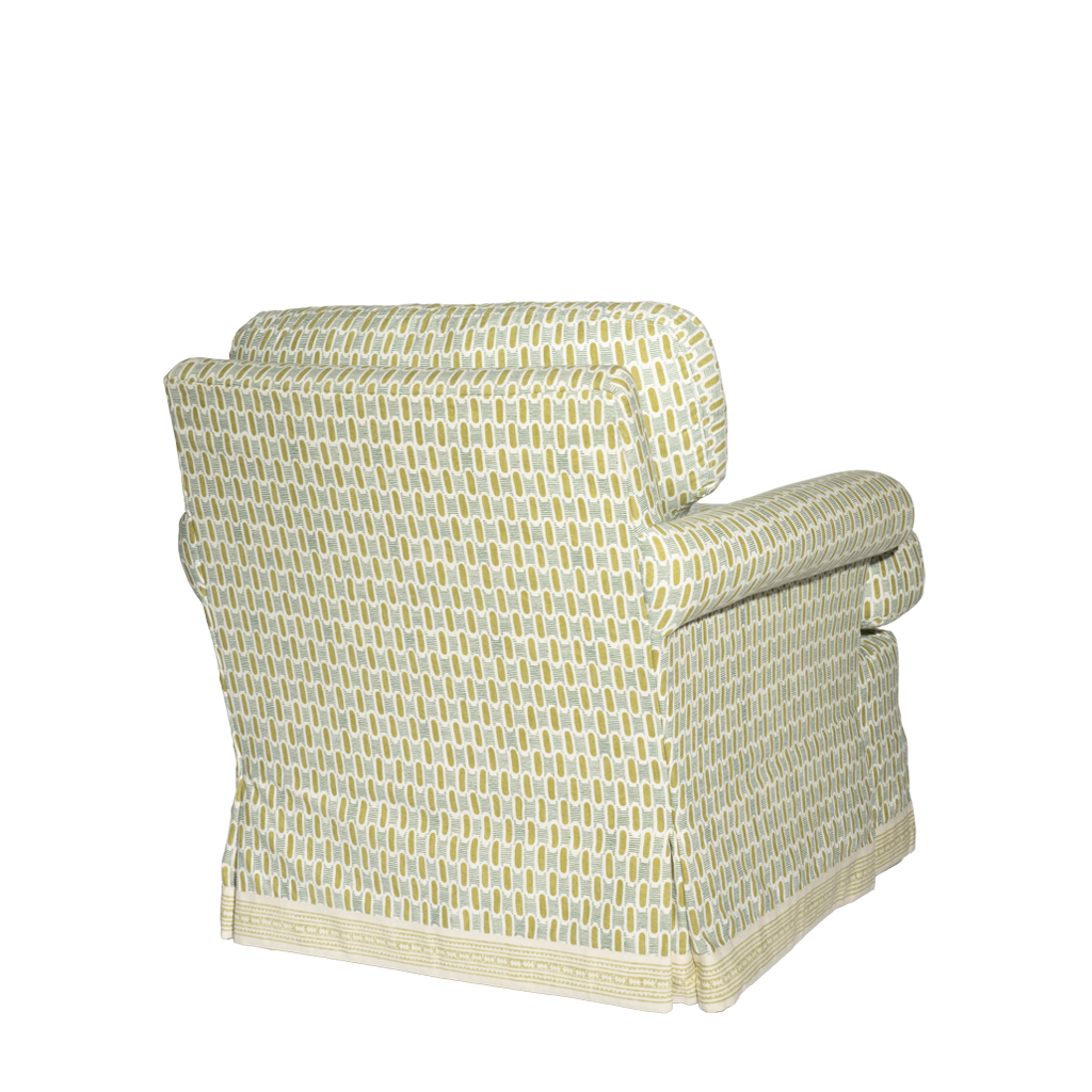 Patterned armchair on a white background