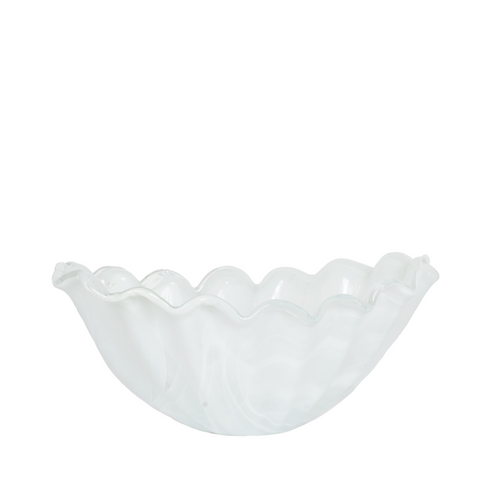 Clear glass bowl with organic wave design