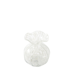 Clear vase with white designs