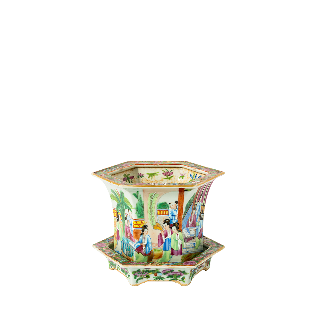 Canton Famille Rose Jardiniere and Stand II
