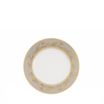 Decorative plate with gold floral pattern on a white background