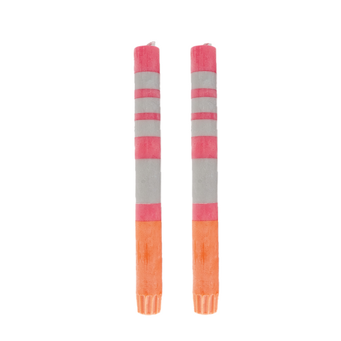 Sumo Stripe Taper Candles, Set of 2