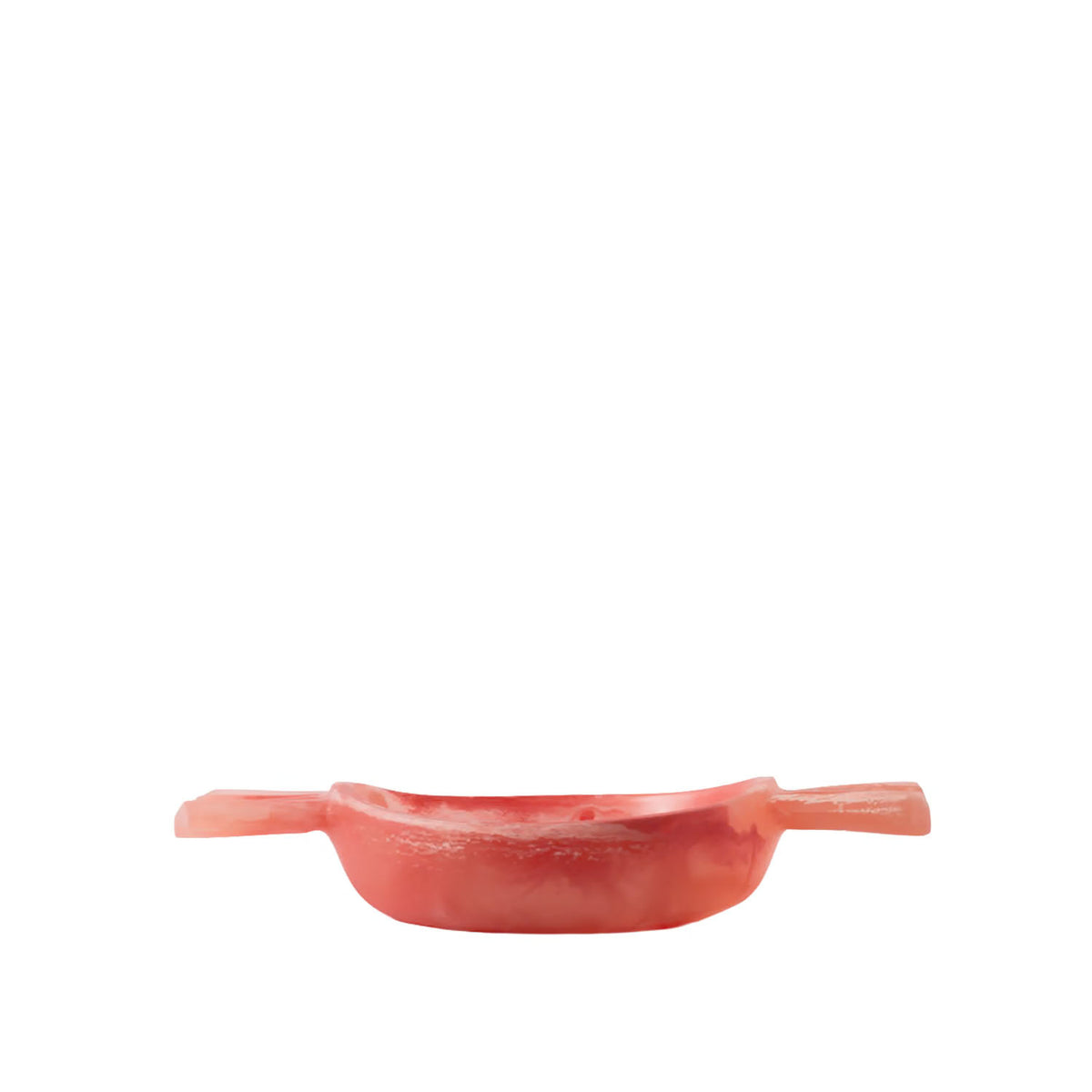 A small, shallow, wide-mouthed bowl with two handles, made from resin, shown against a solid white background.