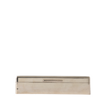A rectangular silver-toned metal box with a hinged lid and a central handle, shown against a plain white background.