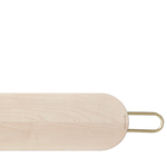Wooden rolling pin with a gold handle on a white background