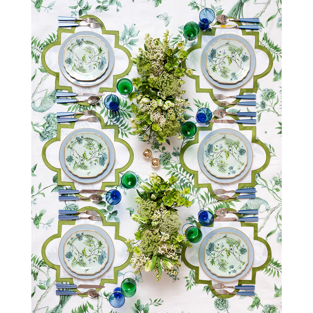 secret garden tablecloth on table