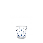 small glass with blue dots