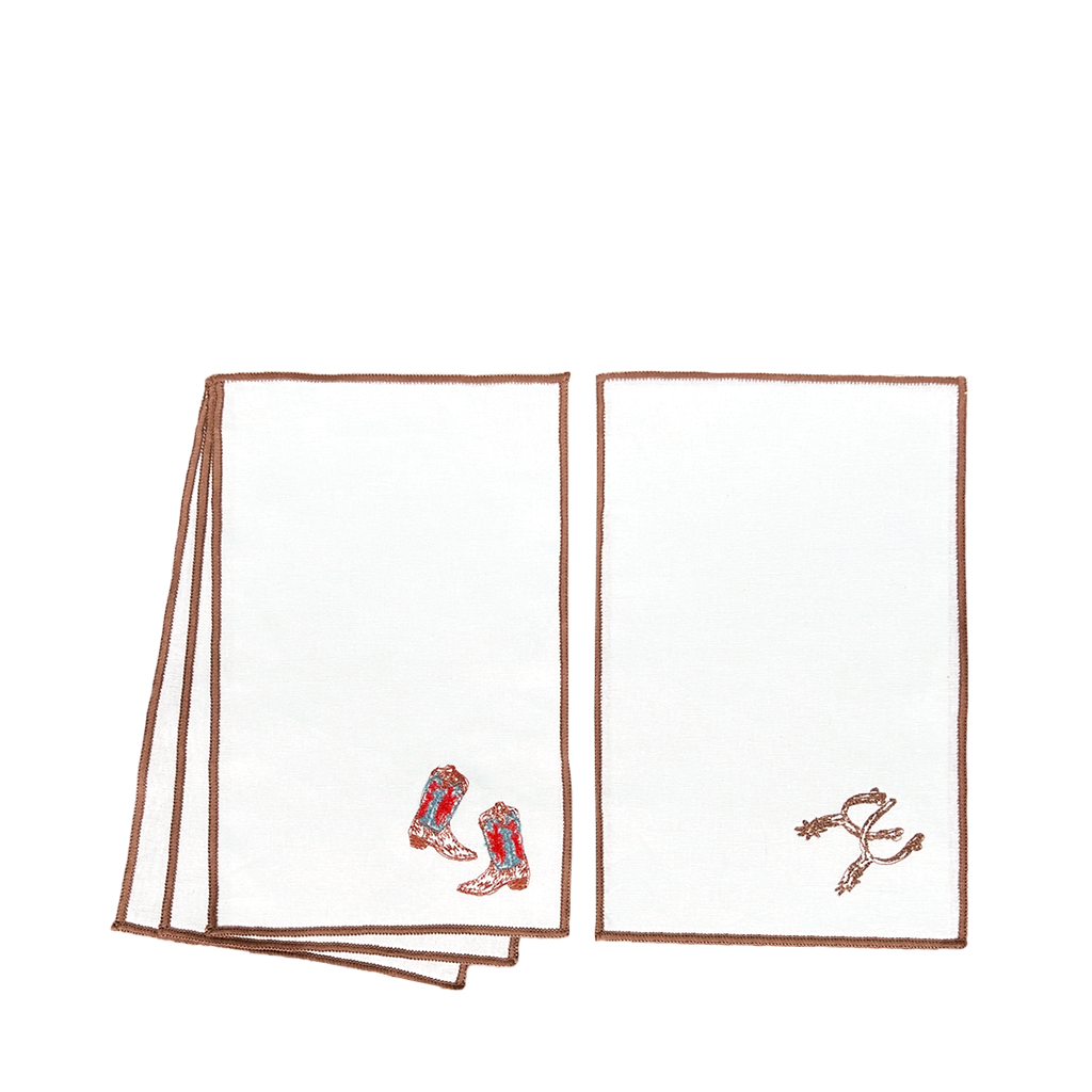 front and back of boots n spurs napkins