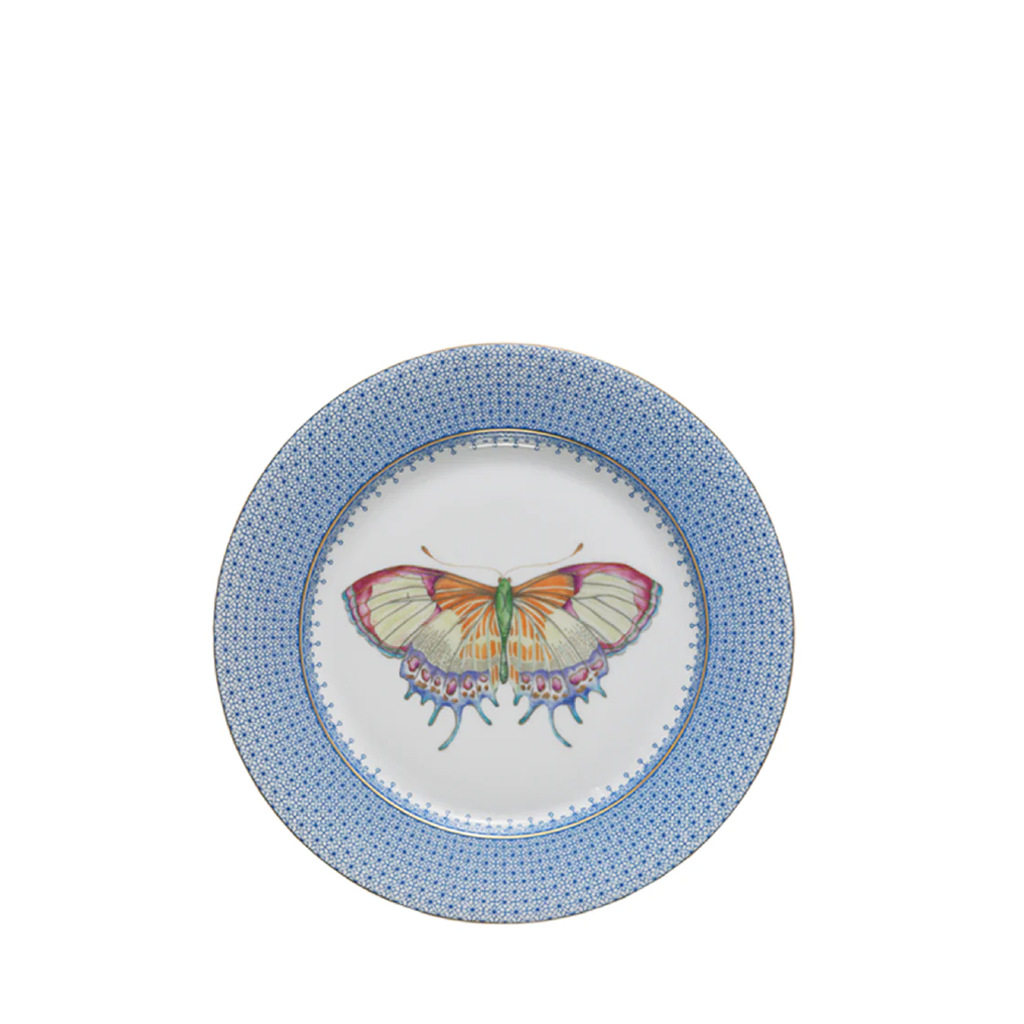 Mottahedeh Lace Butterfly Accent Plate, Cornflower