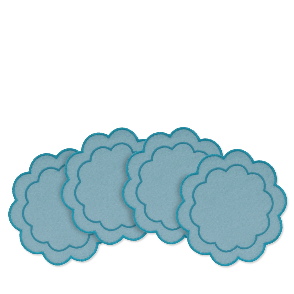 teal linen cocktail napkins