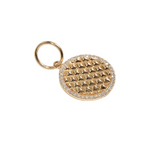 Diamond & Gold Round Textured Disc Pendant 15mm side view