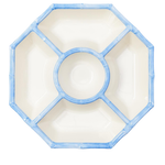 Hexagonal bowl with light blue rim on a white background