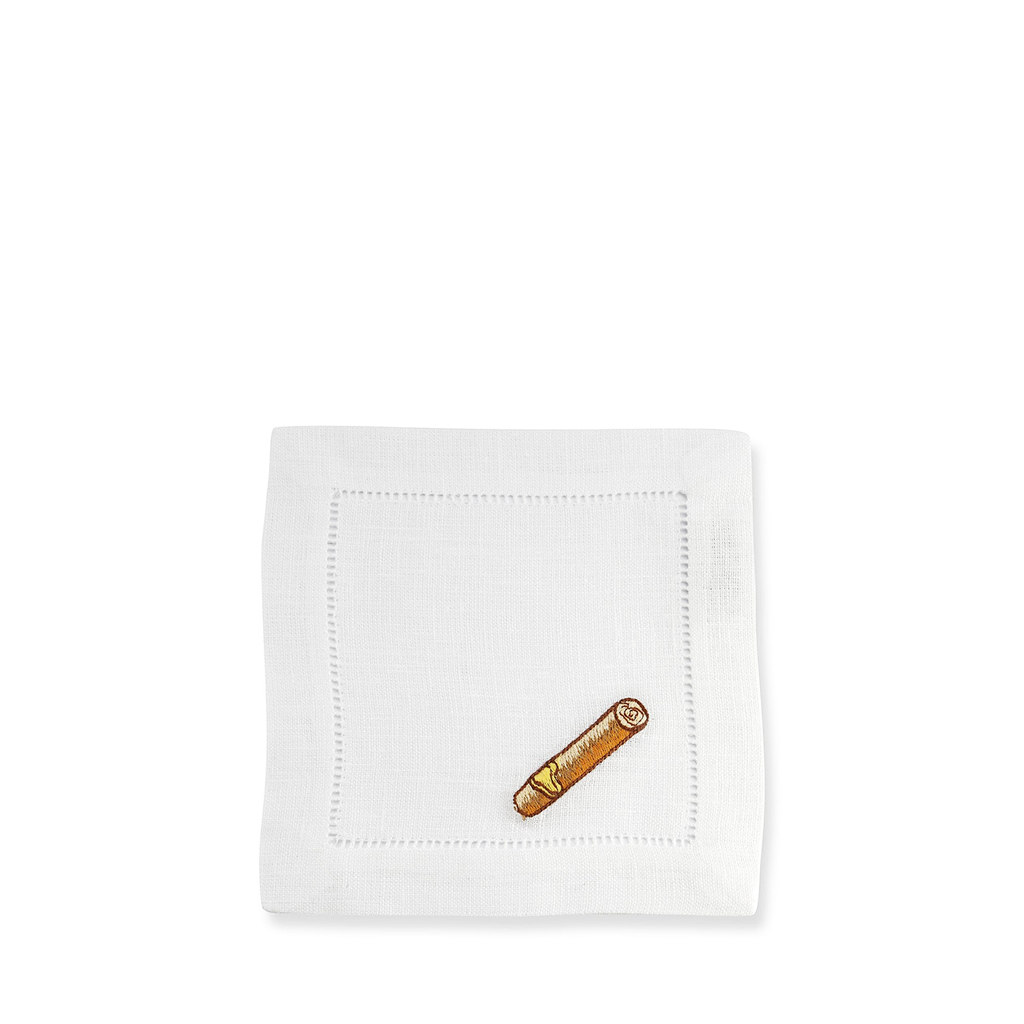 cocktail napkin with embroidered cigar