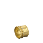 Gold ring with embedded diamonds on a white background