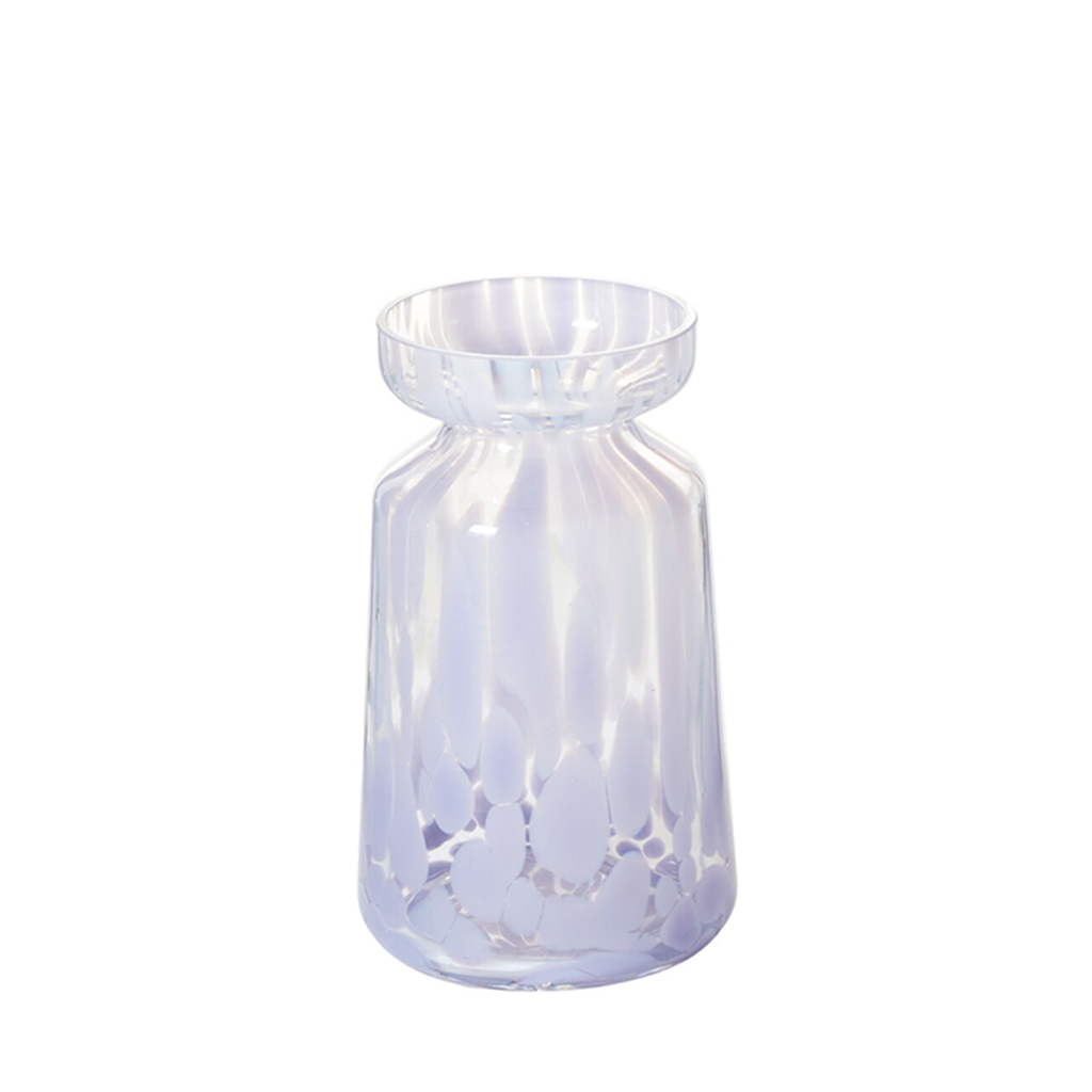 Iridescent glass bottle on a white background