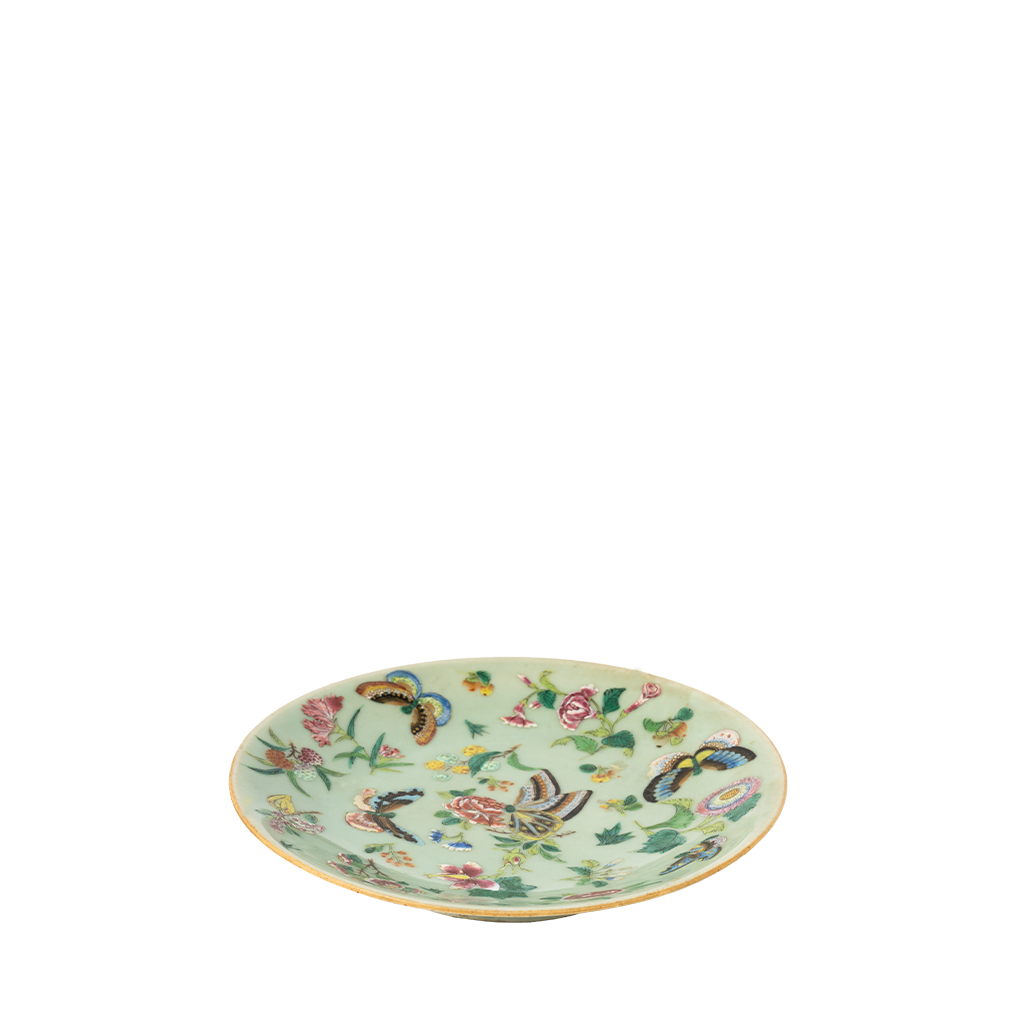 Celadon Famille Rose Plate I