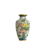 brass and enamel vintage vase with floral pattern