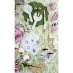 Pink and purple ombre small tumbler with ribbed glass texture and rounded shape and other accessories