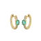 Diamond & Emerald Huggie Gold Earrings 13mm